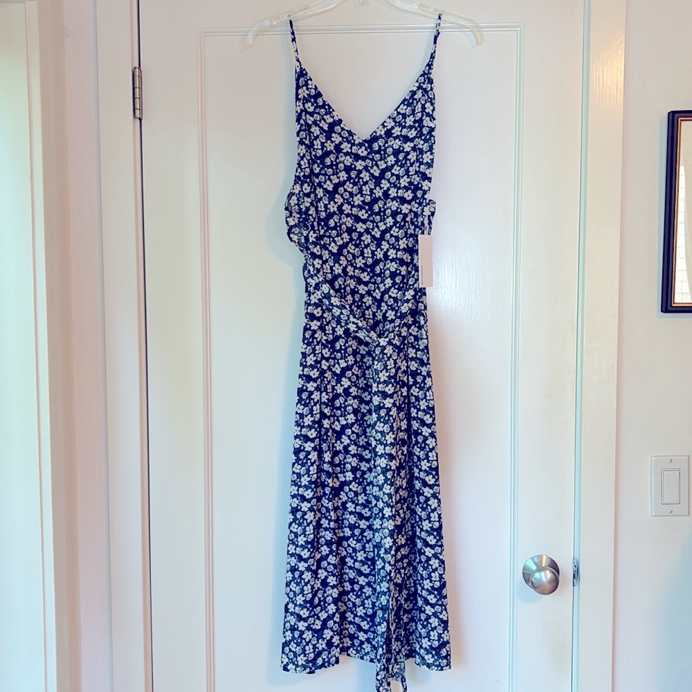 Reformation Navy Blue Floral Midi Dress